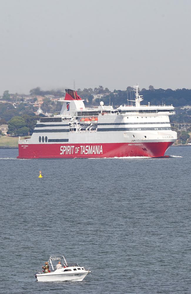 Spirit of Tasmania leaving Corio Bay on route to Devonport. Picture: Alan Barber