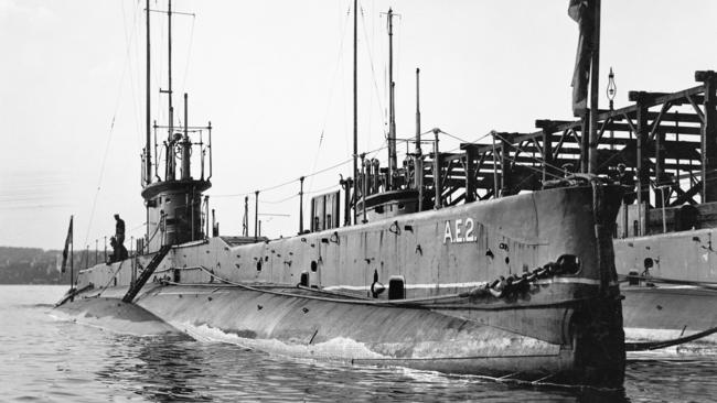 AE1 docked at Garden Island in Sydney in May 1914. Picture: Australian War Memorial