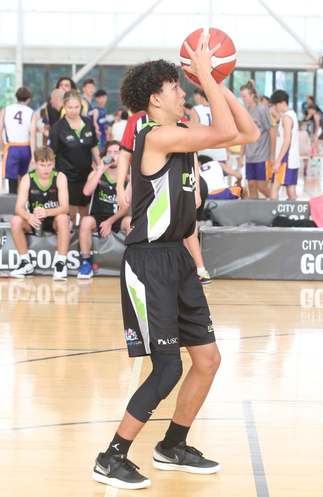 Basketball QLD U18's State Championships 2024 semi-finals day. Div 5 and 6. Yellow South Burnett vs. Sunshine Coast Rip City. 13 January 2024 Carrara Picture by Richard Gosling