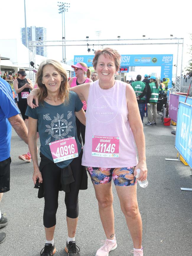Gold Coast Marathon 2023 Sandi Munro and Maree Givney. 1 July 2023 Southport Picture by Richard Gosling