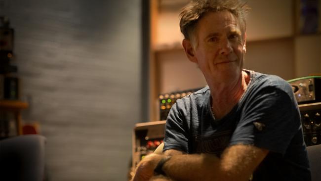 Midnight Oil bassist and co-vocalist Bones Hillman, pictured at Rancom St Studios during recording for The Makarrata Project in October 2019. Hillman died in November 2020, aged 62. Picture: Robert Hambling