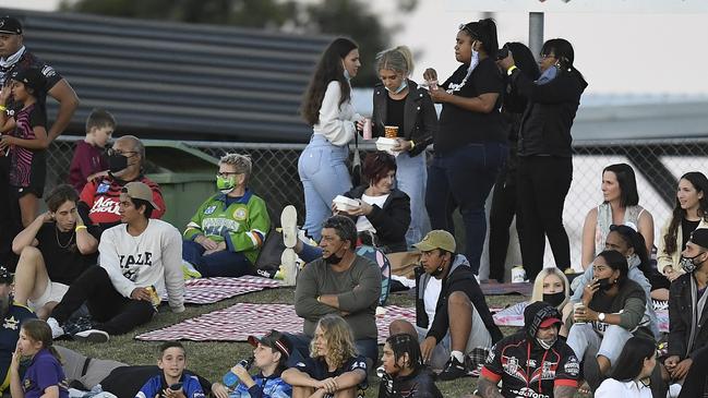 The crowd at Mackay watching the Raiders v Warriors clash last weekend.