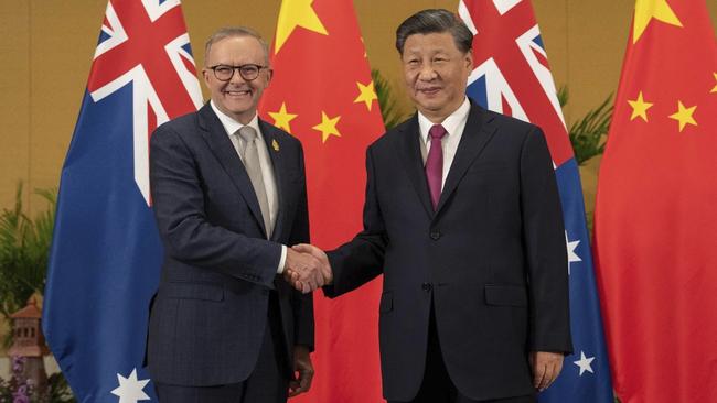 Anthony Albanese meets Xi Jinping in a bilateral meeting during the G20 summit in Bali last week. Picture: Twitter