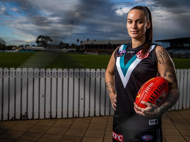 Houghton is looking forward to her seventh season in the AFLW, and a new start at Port Adelaide. Picture: Tom Huntley