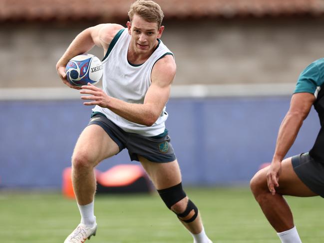 SAINT-ETIENNE, FRANCE - SEPTEMBER 14: Max Jorgensen during a Wallabies training session ahead of the Rugby World Cup France 2023, at Stade Roger Baudras on September 14, 2023 in Saint-Etienne, France. (Photo by Chris Hyde/Getty Images)