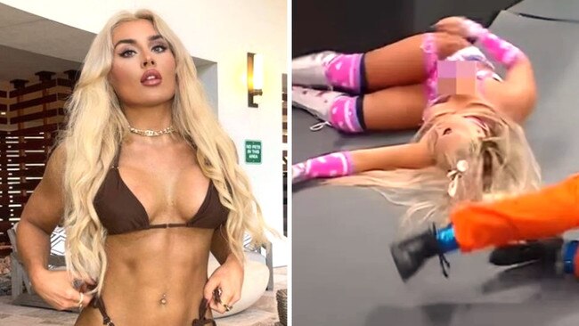 Tiffany Stratton suffered an unfortunate moment on live TV. Photo: Instagram, @tiffany and WWE.