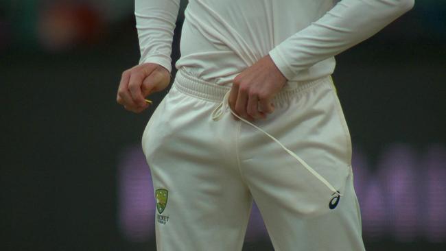TV footage shows Cameron Bancroft tampering with the ball in Cape Town.