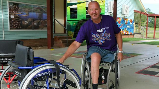 Paralympian David Johnson is teaching wheelchair sports to kids at local schools.