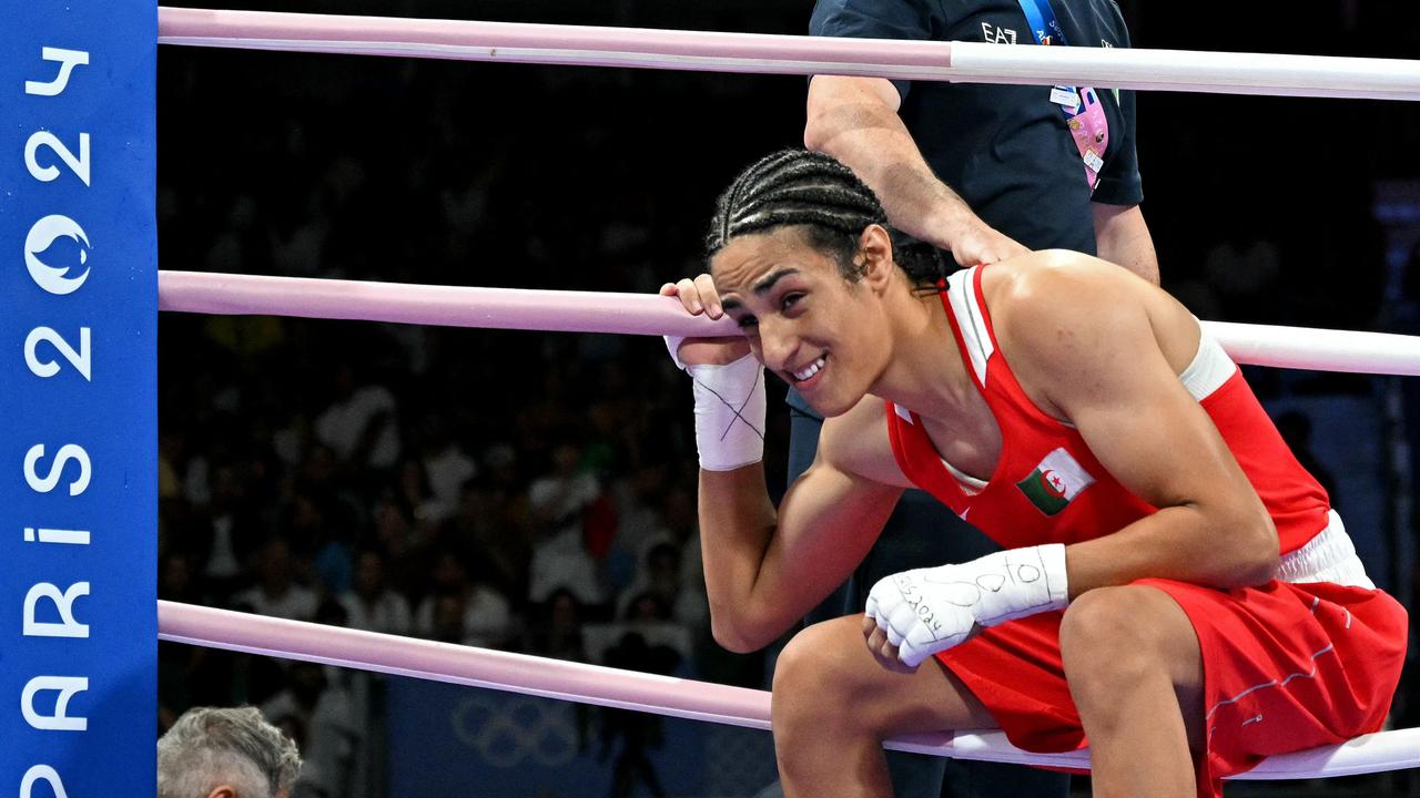 Algeria's Imane Khelif leaves after her women's 66kg preliminaries round of 16. Picture: AFP