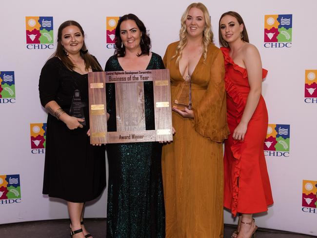 Ange Taylor (second from left) and part of the team from Blackwater-based business Country Allure, which won three trophies at the 2021 Central Highlands Business Excellence Awards, including Business of the Year.