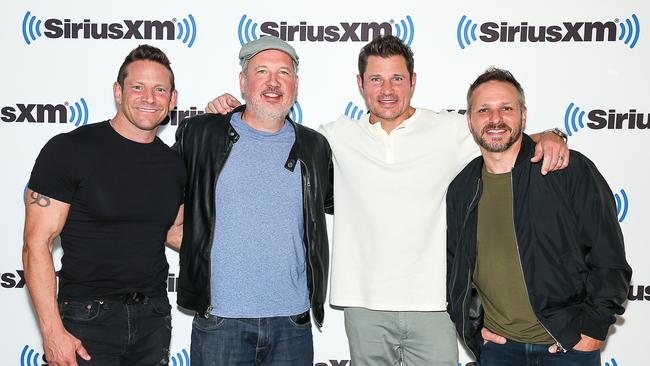 Jeff Timmons (from left), Justin Jeffre, Nick Lachey, and Drew Lachey of 98 Degrees in New York this week. Picture: Getty