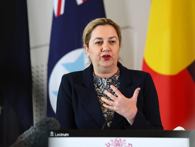 Queensland Premier Annastacia Palaszczuk speaks to the media during a press conference in Brisbane. Picture: Tertius Pickard/NCA NewsWire