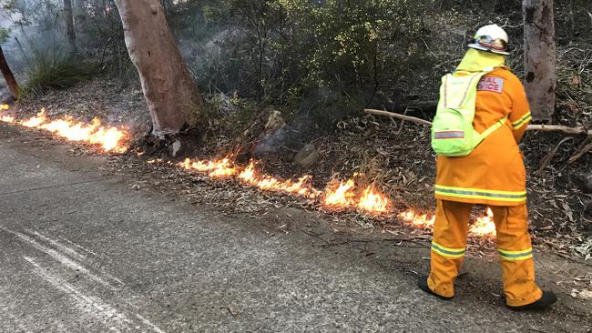 A modern hazard reduction burn-off on Northcott Rd at Cromer in preparation for a summer bush fire season. Picture: Luke McAlpine.