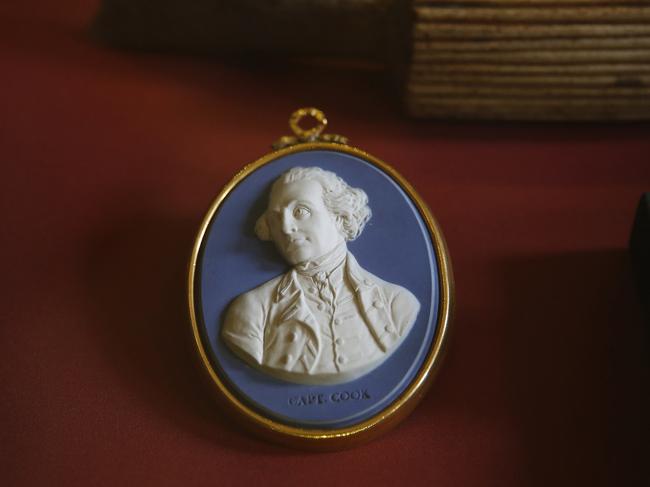 A Wedgwood plaque of Captain James Cook displayed in Room 1-2, ‘Enlightenment, Collecting and Empire’ at the British Museum in London. Picture: News Corp Australia Network