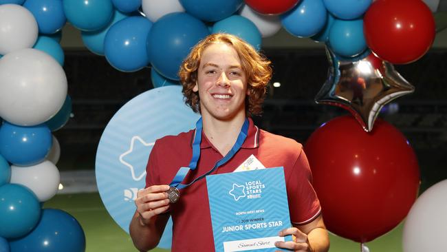 Samuel Short posing at the Quest Young Stars Awards, Queensland Cricketers Club, Brisbane 22nd of October 2019. Photography: J&amp;A Photography