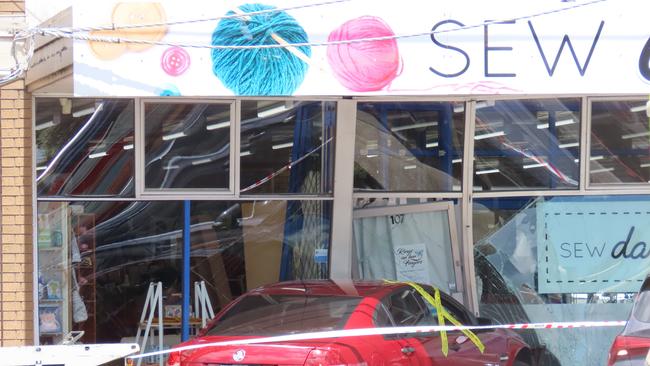 A car has crashed through a shop window in Sebastopol. November 7 2022.