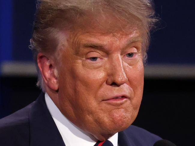 CLEVELAND, OHIO - SEPTEMBER 29: U.S. President Donald Trump participates in the first presidential debate against Democratic presidential nominee Joe Biden at the Health Education Campus of Case Western Reserve University on September 29, 2020 in Cleveland, Ohio. This is the first of three planned debates between the two candidates in the lead up to the election on November 3.   Scott Olson/Getty Images/AFP == FOR NEWSPAPERS, INTERNET, TELCOS & TELEVISION USE ONLY ==