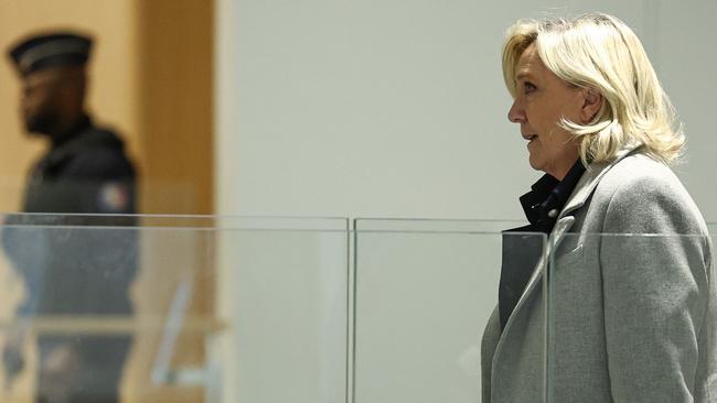 Marine Le Pen at the Paris criminal courthouse for her trial on suspicion of embezzlement of European public funds. Picture: AFP.