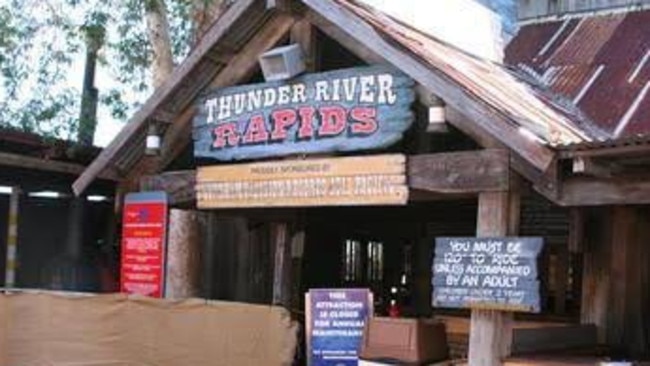 The front of the Thunder River Rapids ride where four people were killed on Tuesday afternoon.