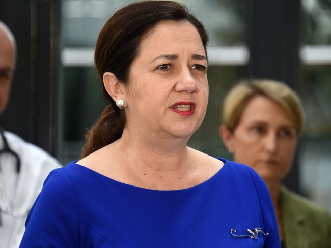 GOLD COAST, AUSTRALIA - NewsWire Photos MARCH 16 2021: Premier Annastacia Palaszczuk makes an announcement regarding the vaccine rollout at Gold Coast University Hospital. Picture: NCA NewsWire / Steve Holland