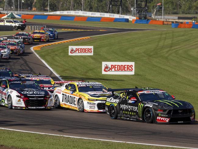 Cam Waters leads the pack during Race 11 at the Darwin Triple Crown 2024. Picture: Mark Horsburgh / NTMEC supplied.