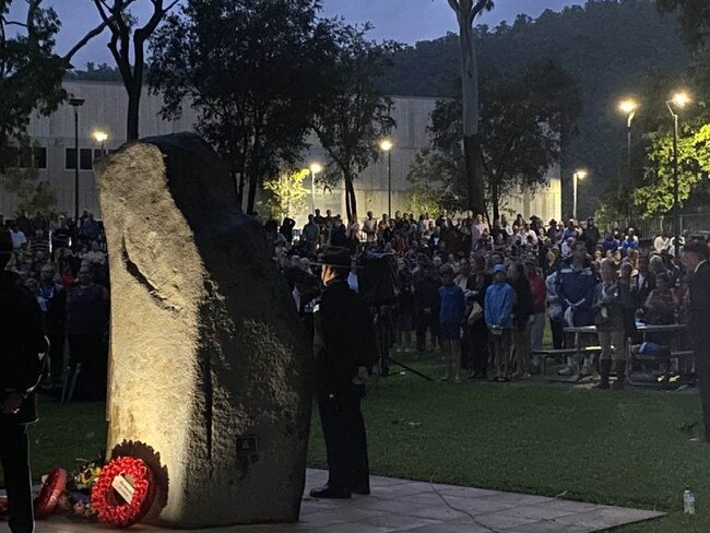 At the Cannonvale Cenotaph, Whitsunday Councillor Jan Clifford thought about her Uncle Milton, who fought in World War II and tragically perished as a Japanese POW. Picture: Jan Clifford