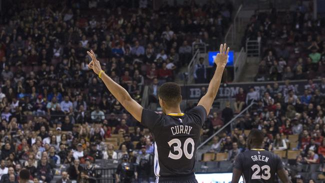 Golden State Warriors’ Stephen Curry celebrates.