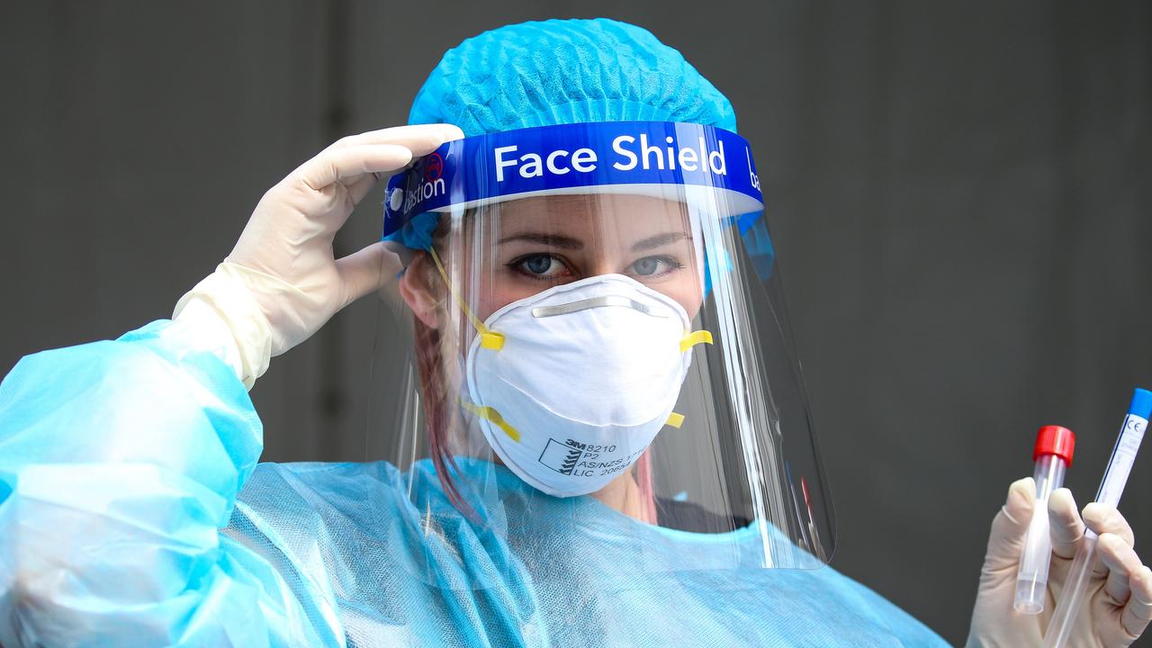 A Nurse is seen working at the Covid-19 pop up testing clinic in Auburn Town Centre. Picture: Gaye Gerard/NCA NewsWire