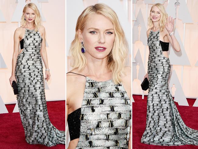 Naomi Watts at the Oscars 2015 red carpet. Picture: Getty