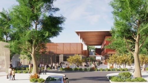 A render of the new 'Village Centre' proposal. Picture: BVN Architects/PD Online