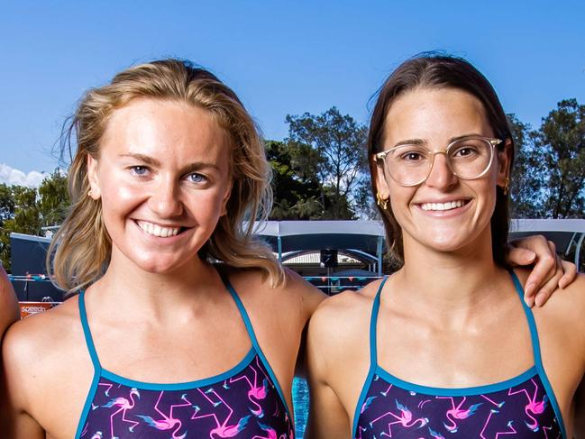 The Gold Coast has been chosen as the location for the national launch of Starlight Superswim. Swimmers Zac Stubblety-Cook, Ariarne Titmus, Kaylee McKeown and Cody Simpson at the national launch of Starlight Superswim on the Gold Coast.Picture: NIGEL HALLETT