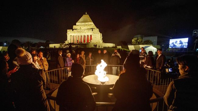 Crowds gather for the Anzac Day Dawn Service at The Shrine of Remembrance in Melbourne. Picture: NCA NewsWire / David Geraghty