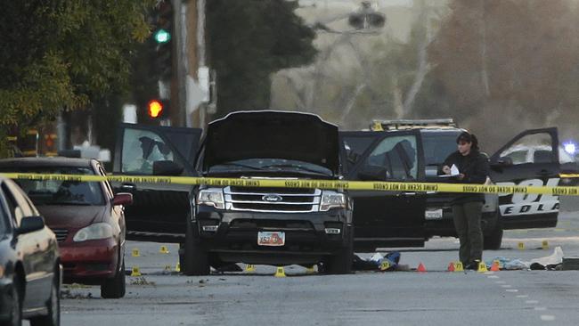 The black SUV was involved in a police shootout. Picture: AP Photo/Jae C. Hong.