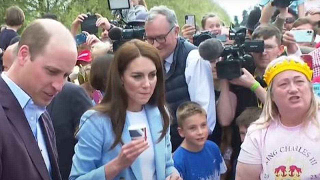 Prince William and Kate seen here surprising guests hours after celebrating the King’s Coronation. Picture: ky News