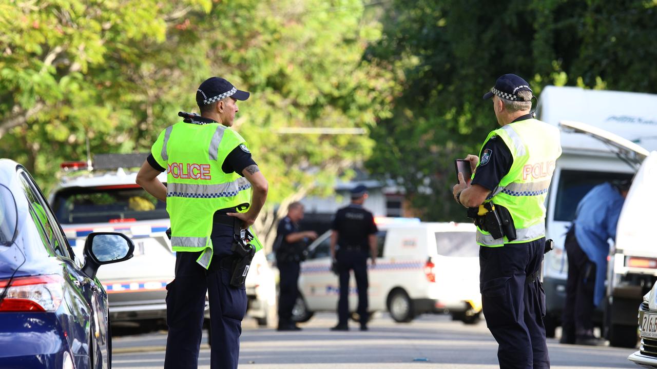 Police on scene at a stabbing at Acacia Ridge. Picture: David Clark