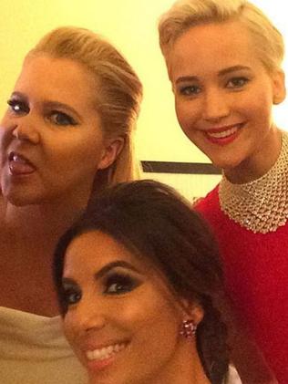 America Ferrera ... "Really good light back here in the presenters green room. @goldenglobes @amyschumer @evalongoria #JLaw" Picture: Instagram