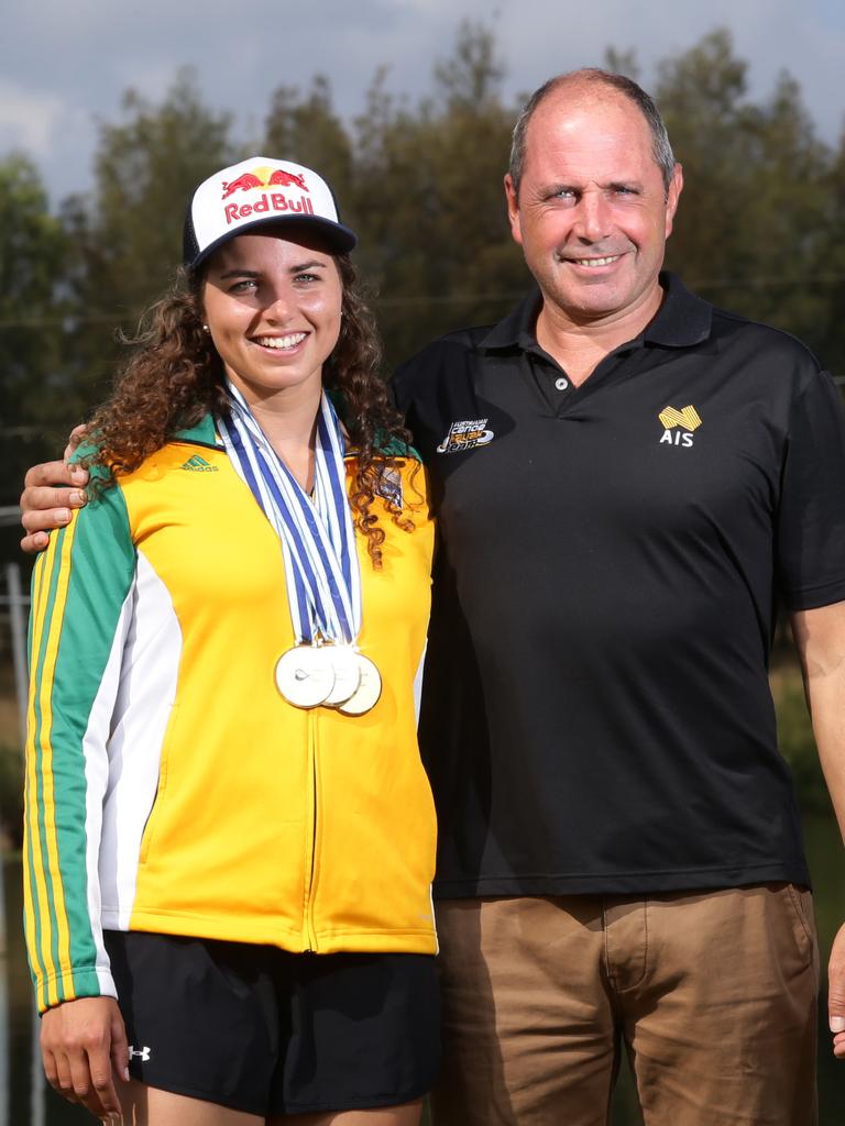 Jessica Fox and her father Richard, who have both won three consecutive C1 titles.