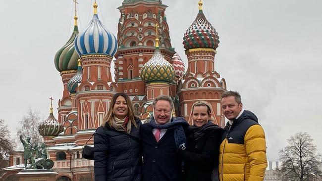 Fortescue’s Andrew Forrest, second left, with Claudia Blanch, Emily Ward and Damien Rogers in Moscow in 2021