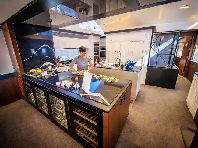 The superyacht’s huge galley. Picture: Nigel Hallett