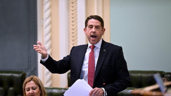 Queensland Treasurer Cameron Dick speaks during Question Time at Parliament House in Brisbane this week. Picture: Dan Peled / NCA NewsWire