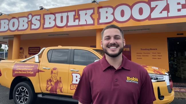 Assistant manager Zekiel Franettovich at Bob’s Bulk Booze in Mt Pleasant, Mackay. Photo: Zoe Devenport