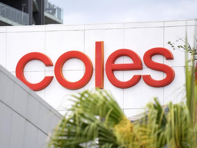 BRISBANE, AUSTRALIA - NewsWire Photos - SEPTEMBER 22, 2020.A Coles supermarket sign above a store in Brisbane. Coles outlets across Queensland will become fully powered by renewable energy sources by 2022.Picture: NCA NewsWire / Dan Peled