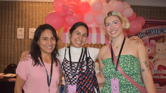 Lily Yadlosky, Nat Coronado Quispe and Rossie Quispe at Hello Kitty’s Symphony Concert in Brisbane, Australia. Photos: Georgie Walker.