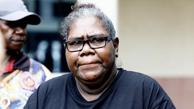 Kowanyana woman Gwenette George, sister of Mr George, outside the Cairns Coroner's Court, on the second day of the coronial inquest into his death in police custody in November 2022. Mr George's family has requested his name not be used for cultural reasons. Picture: Brendan Radke