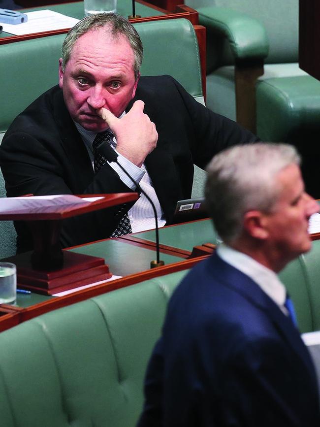 Barnaby Joyce and McCormack in Parliament. Picture: Kym Smith