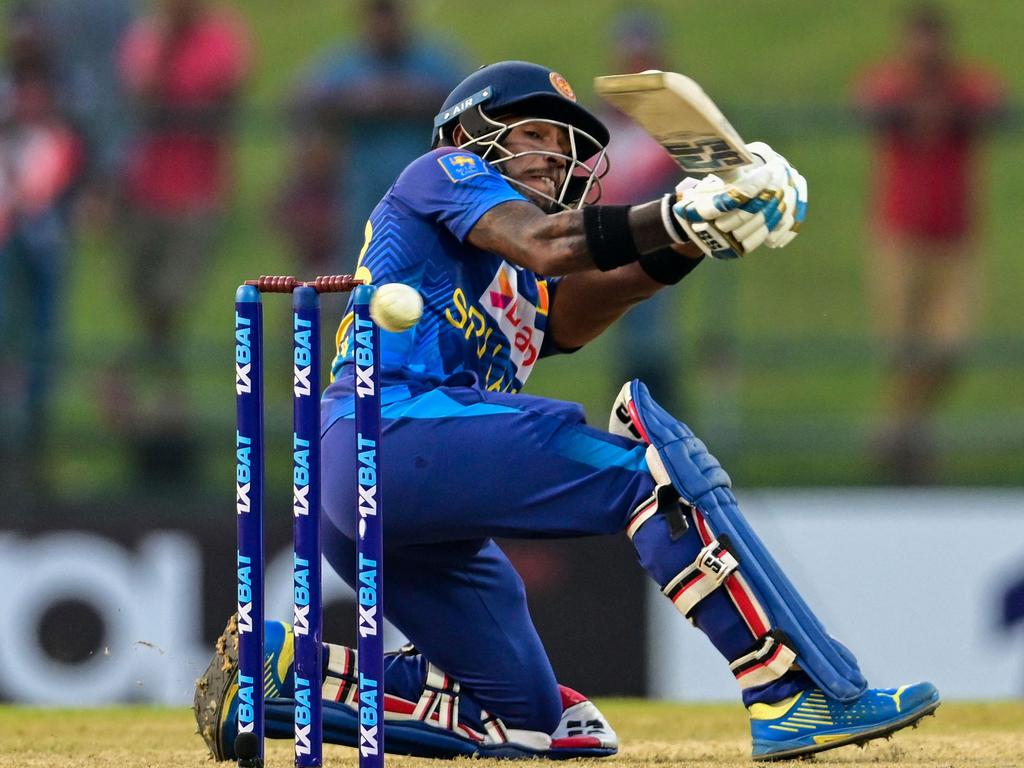 Sri Lanka's Pathum Nissanka plays a shot during his incredible innings. Picture: Ishara S. KODIKARA / AFP