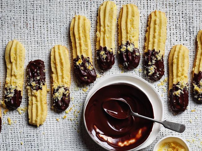 Bitter chocolate and orange whirls.