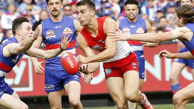 Xavier Richards clears the ball during the Grand Final. Picture: David Caird