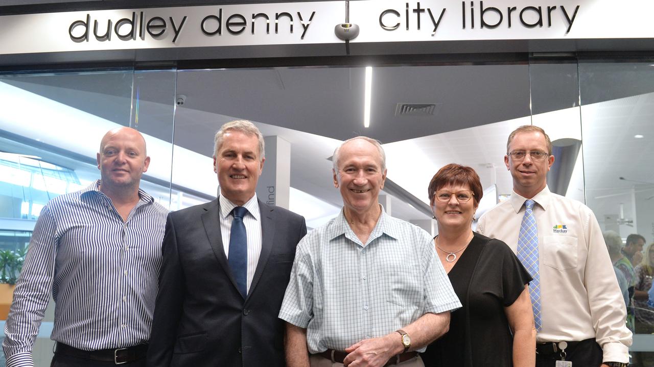 Project Manager Jim Carless, Mayor Greg Willamson, David Denny, Deirdre Comerford and David McKendry at the official opening of the Dudley Denny Library in 2017.