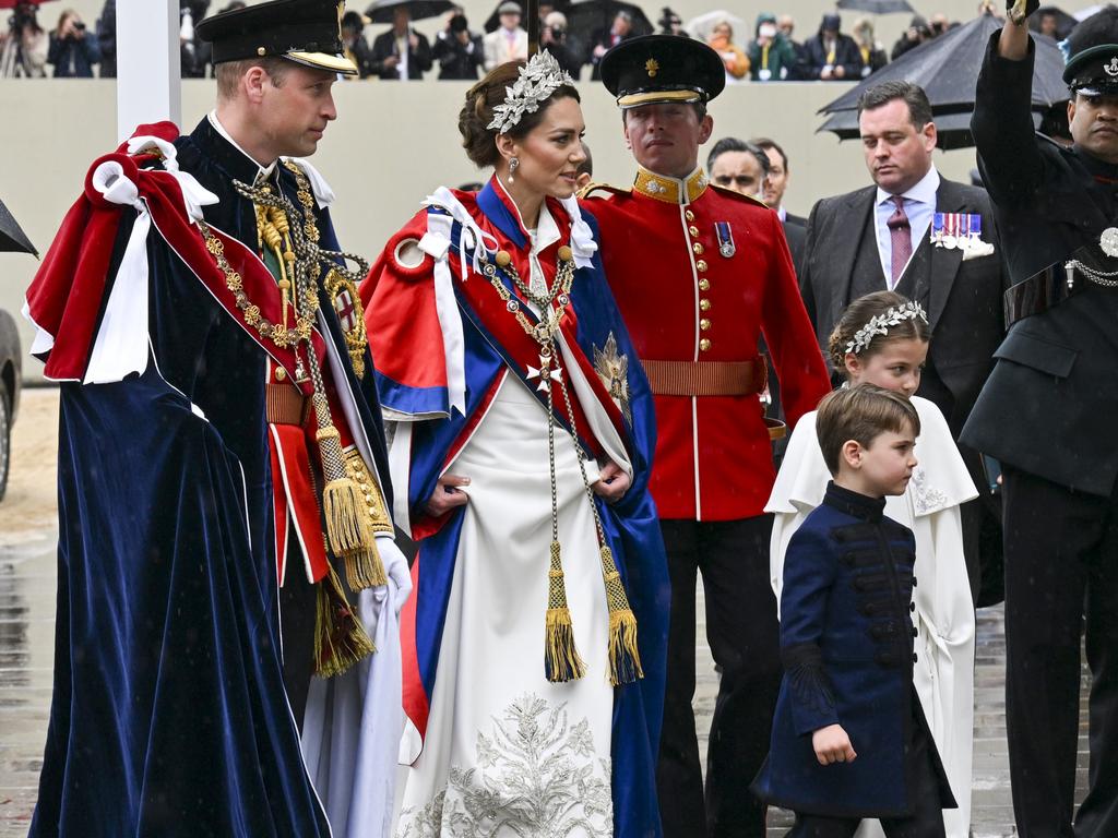 The Prince and Princess of Wales with their children Prince Louis and Princess Charlotte. Picture: Andy Stenning/WPA Pool/Getty Images